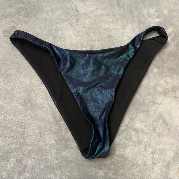 New! Beach Riot Kaylin shadow shimmer blue cheeky bikini bottoms 10022 - Picture 4 of 9